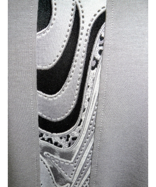 Bluzka Camea z wzorzystym panelem i rękawem 3/4 - szara